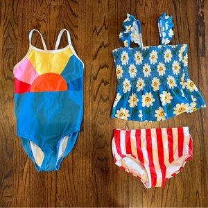 Hanna Andersson Kids Swimwear size 6/7 or 120cm red white blue two suits